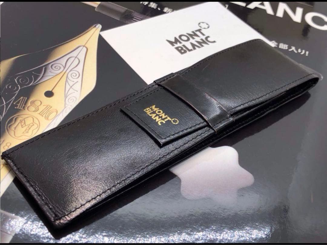 レアで貴重なヴィンテージCLASSIC漆黒本革ペンポーチ美品2本差し★モンブラン