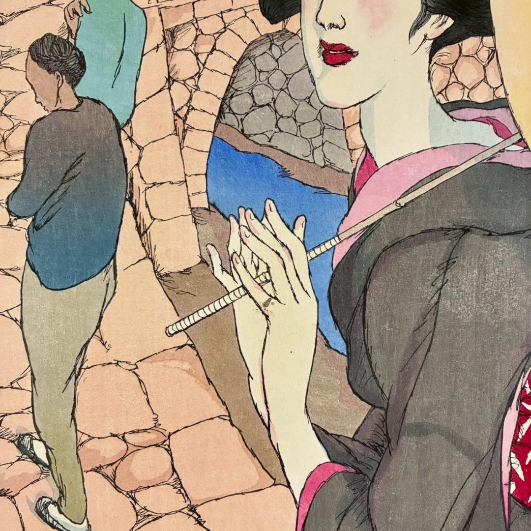 【想念館】美品 竹久夢二「長崎六景より眼鏡橋」木版画 加藤版画研究所