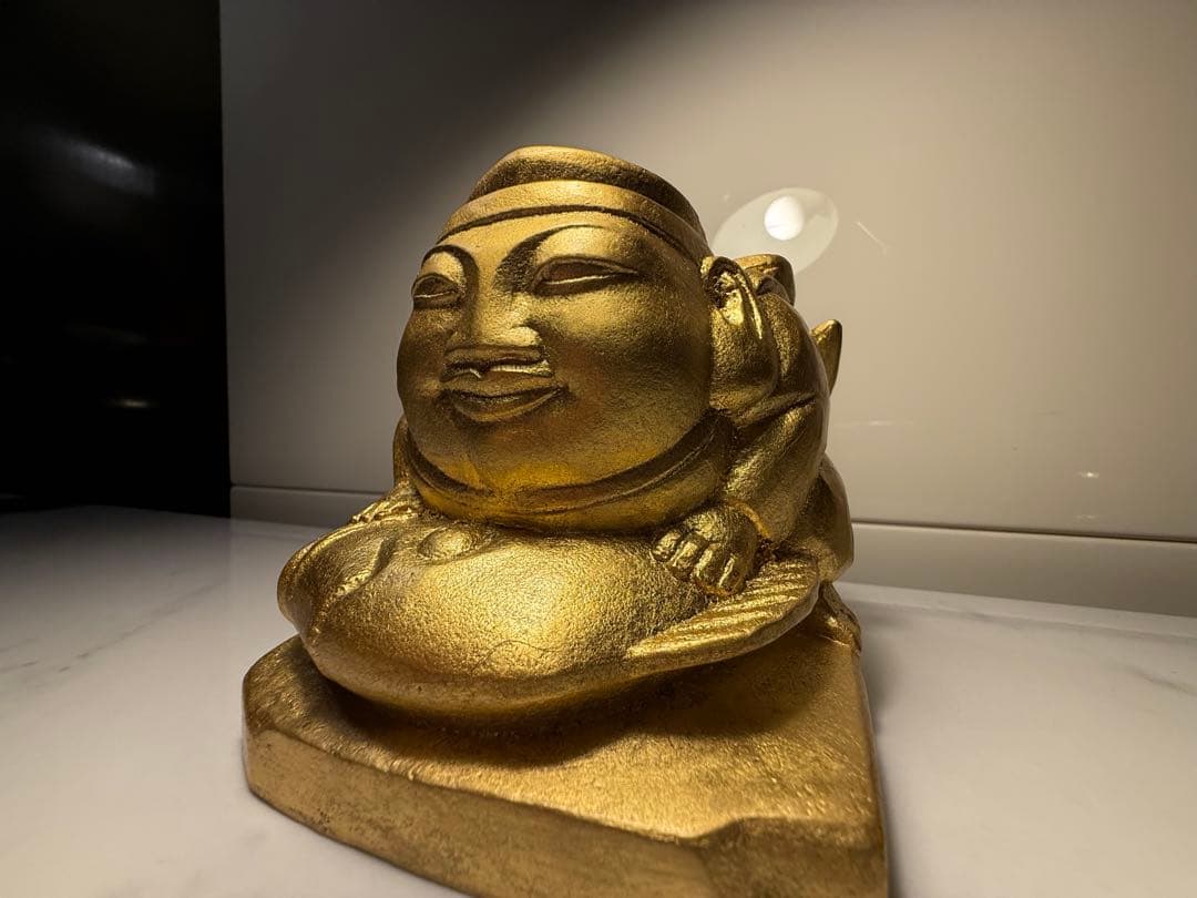 平櫛田中作　福徳恵比須座像　金箔ブロンズ像　田中名刻印