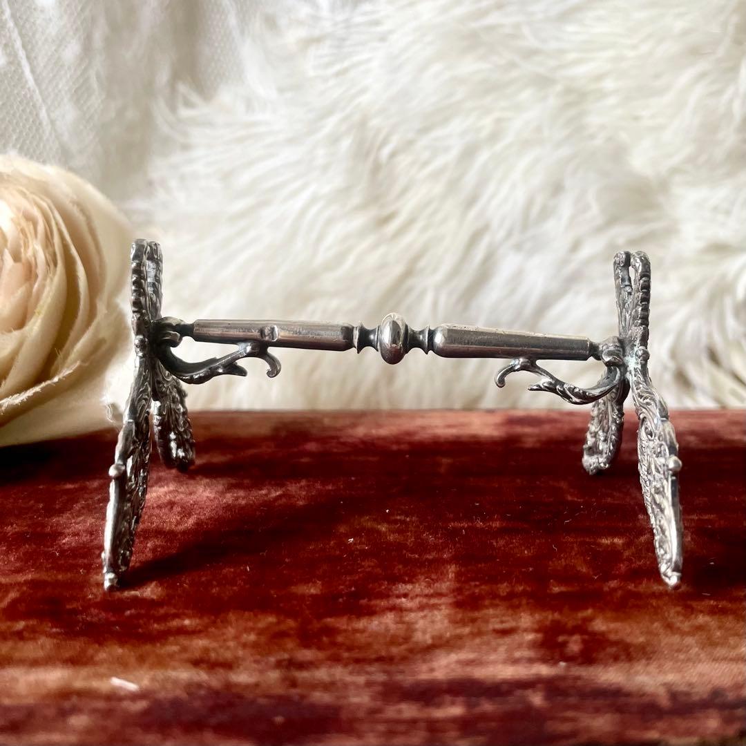 アンティーク　純銀製オイスターフォーク2本&ナイフレストピュイフォルカ3点セット