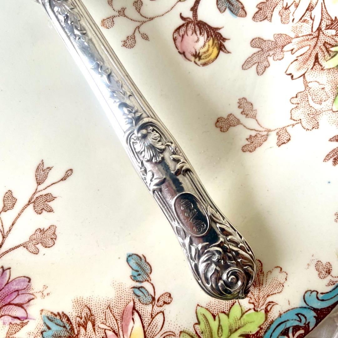 アンティーク　純銀製オイスターフォーク2本&ナイフレストピュイフォルカ3点セット