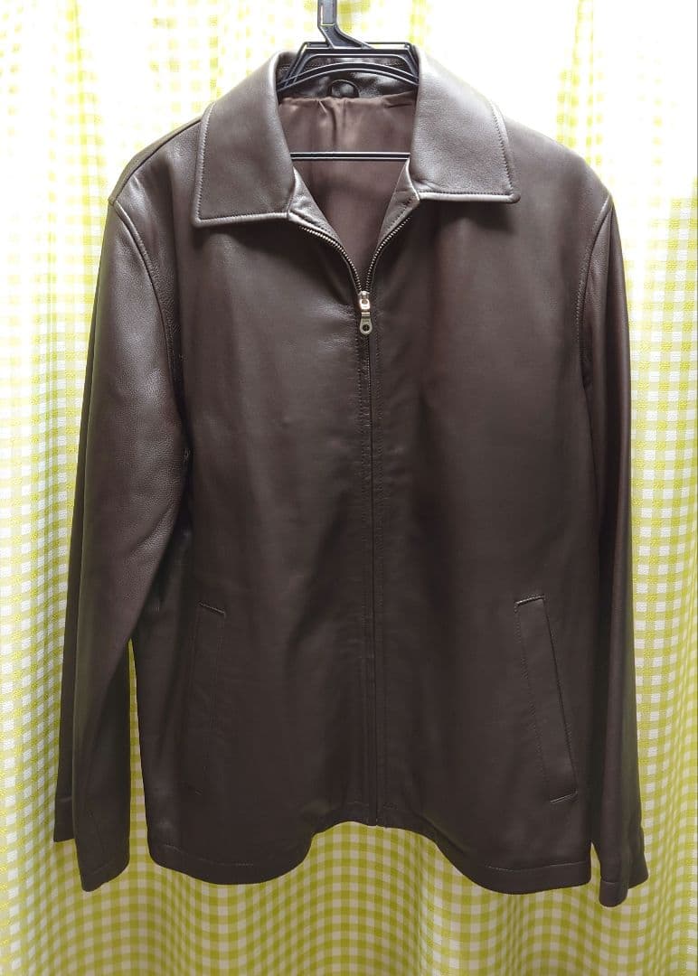 ブラウンレザーシングルライダースジャケット