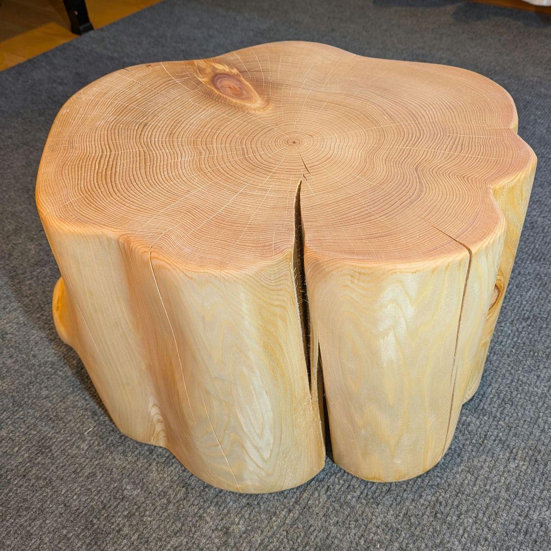 天然ヒバ　切り株　丸太　椅子　スツール　高さ約23.5cm