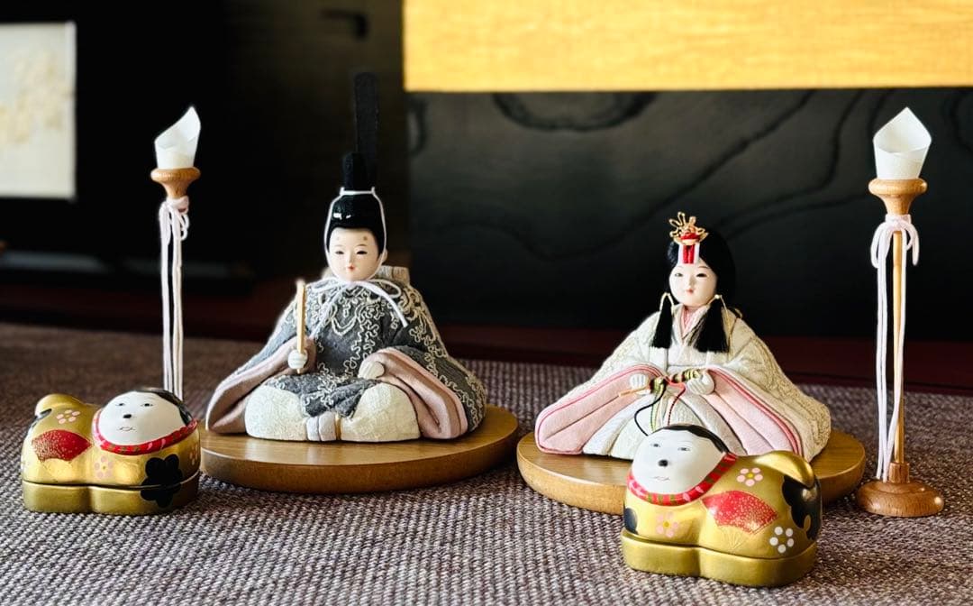 【倉庫掘り出しプレゼント】【新品 未使用】【コンパクト】木目込み親王