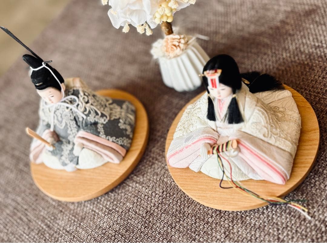 【倉庫掘り出しプレゼント】【新品 未使用】【コンパクト】木目込み親王