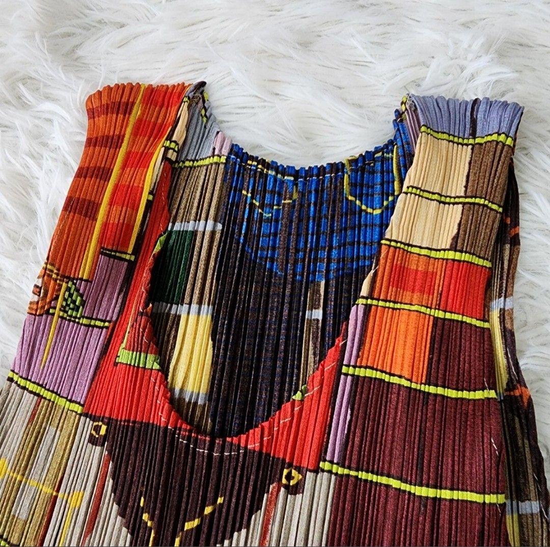 【稀少/ほぼ美品】プリーツプリーズ ノースリーブ タンクトップ マルチカラー 3