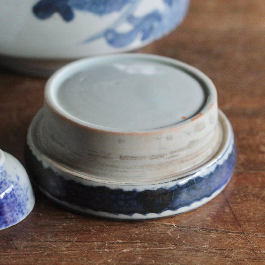 染付 三段重 花見弁当 蕎麦弁当器 古美術 古道具 アンティーク