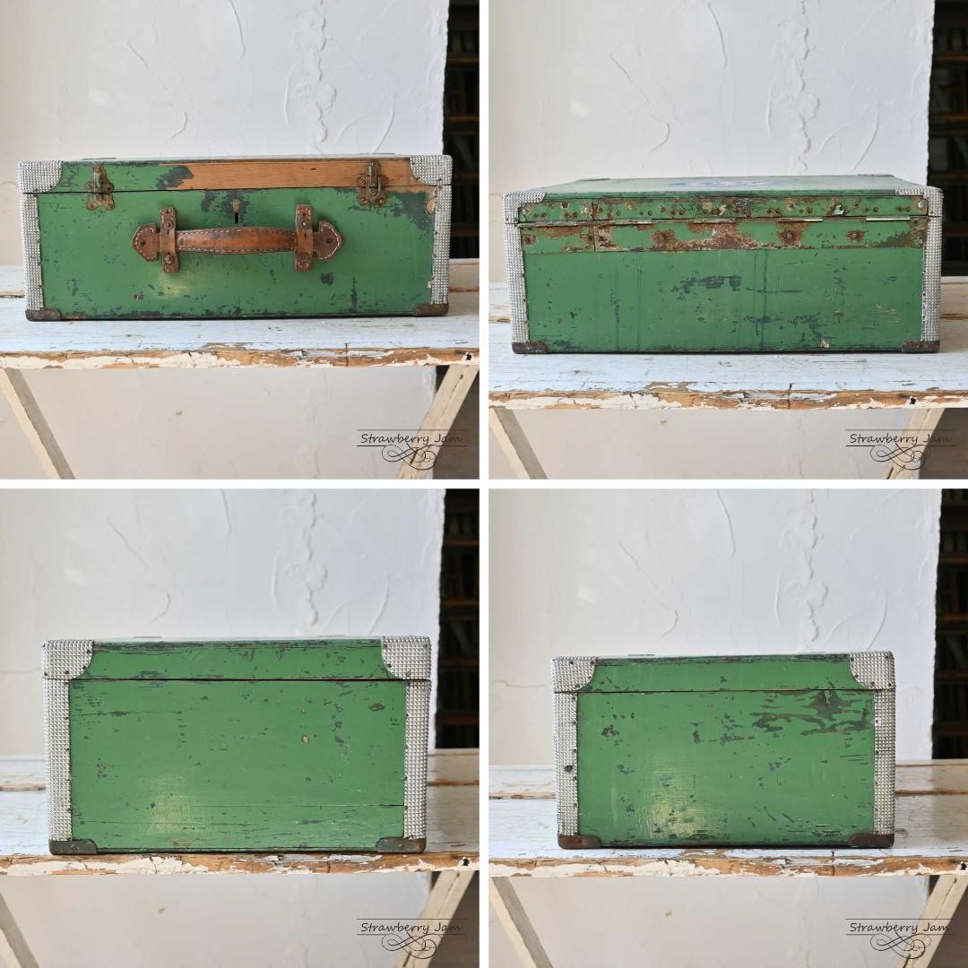 L3612-33 英国アンティーク トランク レザー 収納 かばん イギリス軍