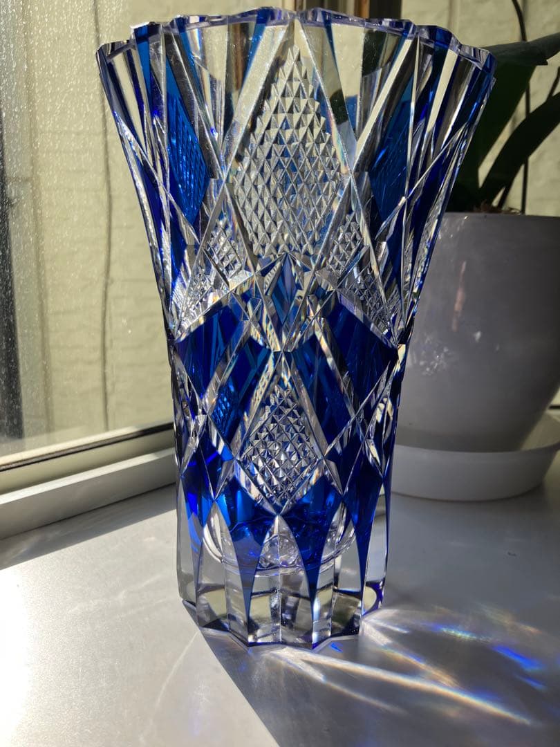 昭和レトロ 江戸切子 花器 花瓶