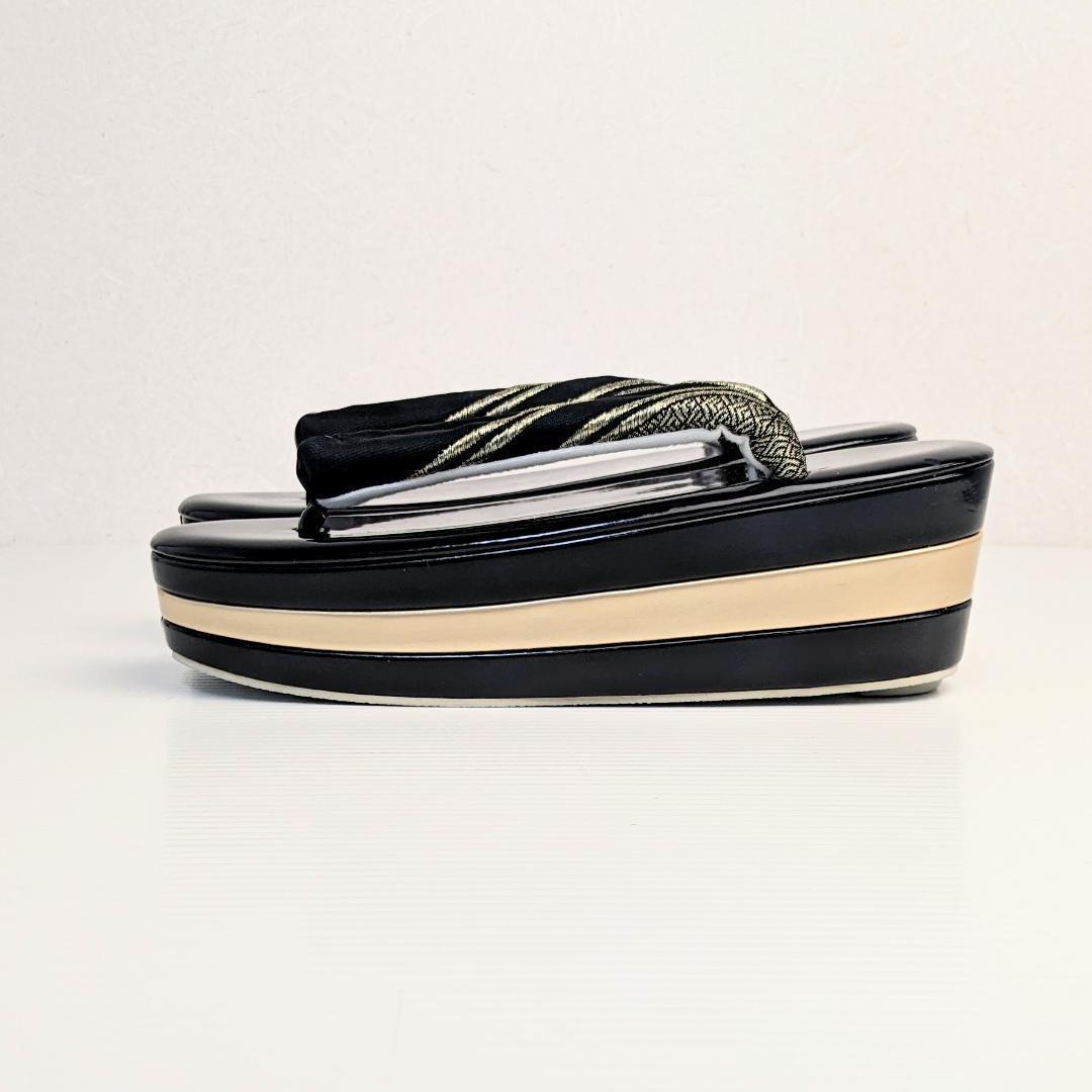 和装 草履バッグセット 帯地 黒×金 3枚芯 フリーサイズ k19-5