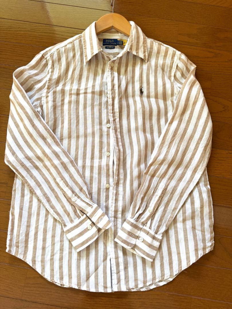 ラルフローレン リネンシャツ ミルクティーベージュ S