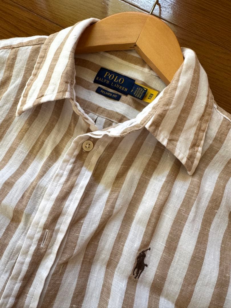 ラルフローレン リネンシャツ ミルクティーベージュ S