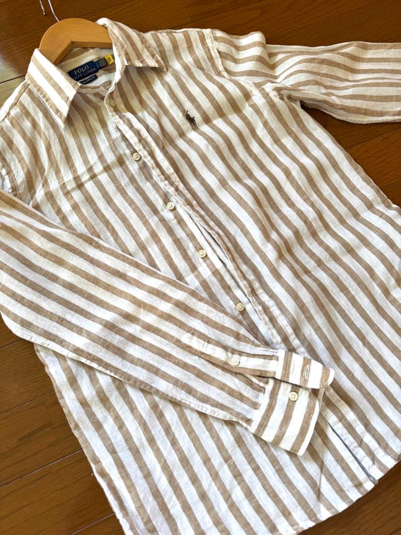 ラルフローレン リネンシャツ ミルクティーベージュ S