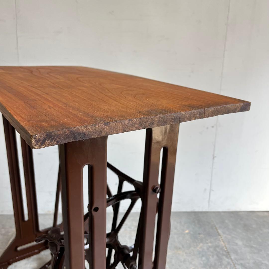 アンティーク ミシン脚 リメイク テーブル 欅 古材 一枚板 レトロ z590