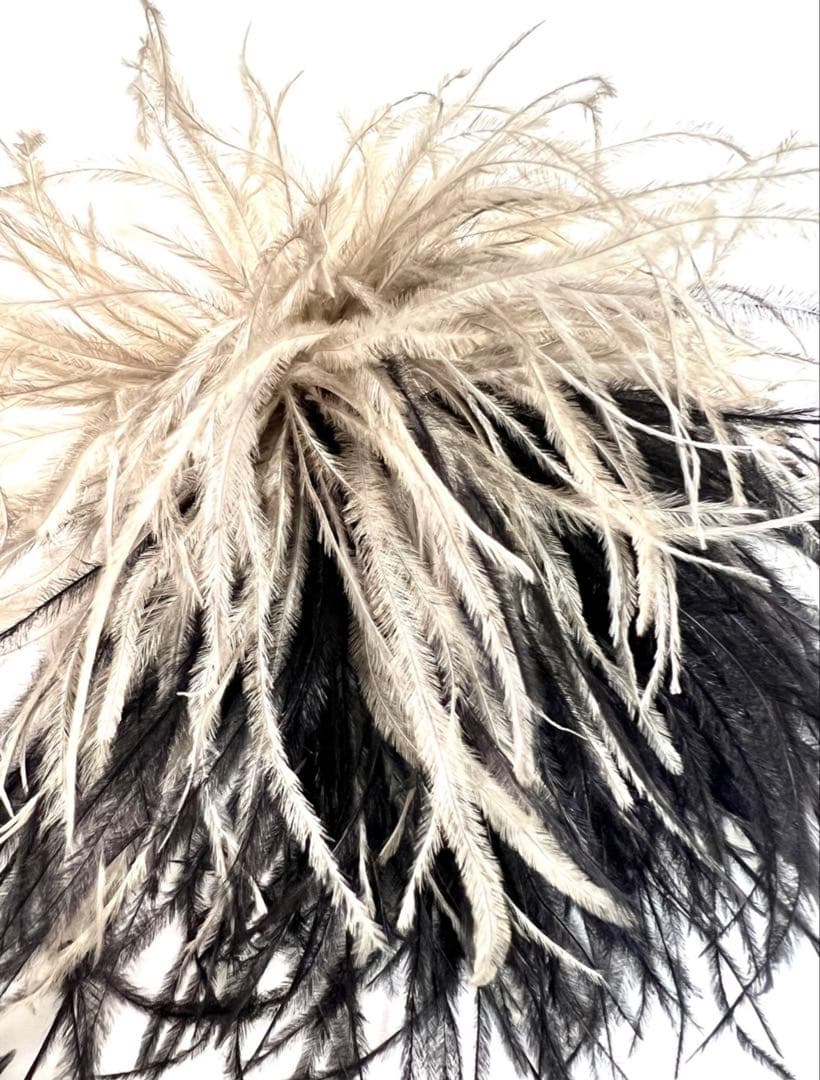 オーストリッチ　フェザーコサージュ　バイカラー