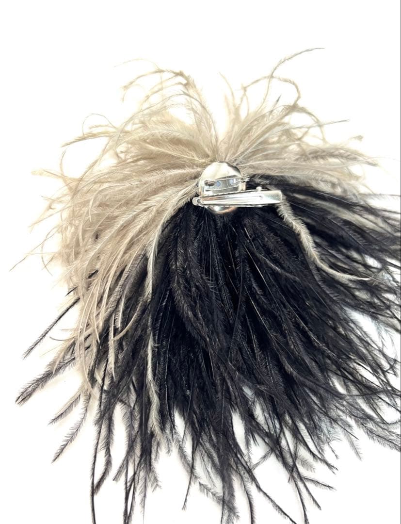 オーストリッチ　フェザーコサージュ　バイカラー