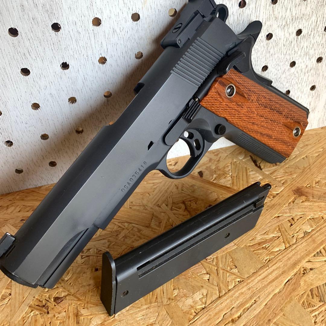 S2S M1911 ハンドガン エアコッキング ブラック シルバー木製グリップ