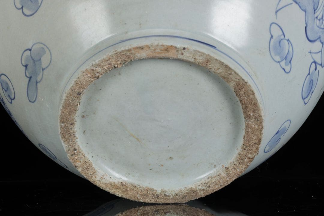 朝鮮美術 李朝 白磁 青花 染付 雲龍図 丸壺 32cm 大壺 古美術 骨董品