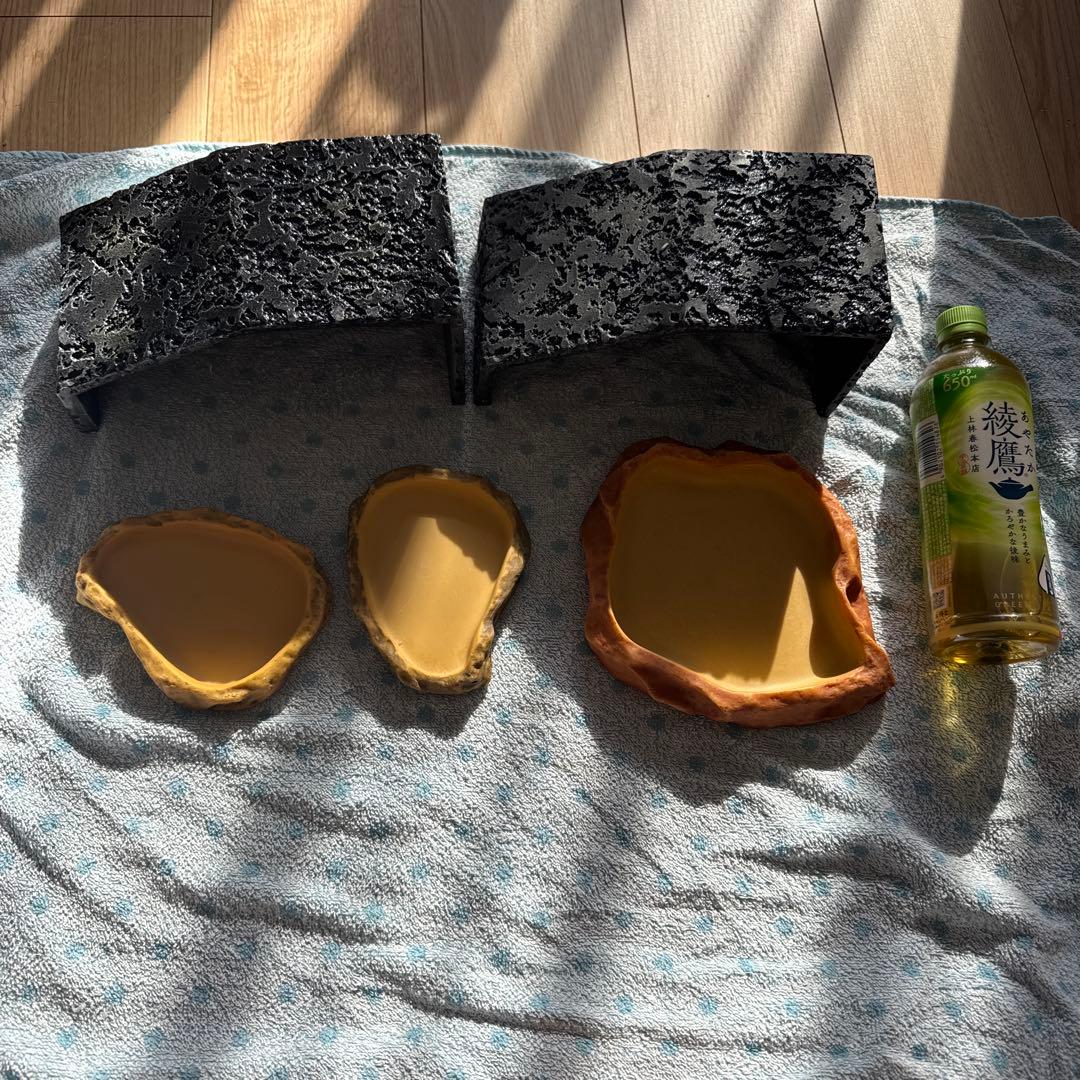 爬虫類　餌皿　水皿　シェルターセット