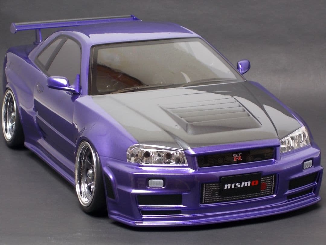 タミヤ R34 GT-R 塗装済完成ボディ　メタリックパープル／ガンメタル