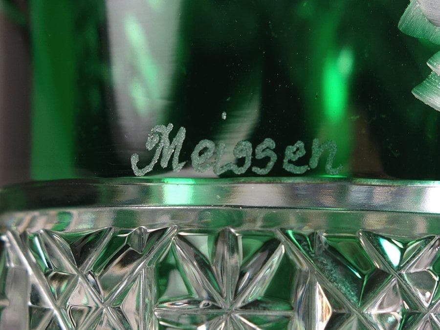 マイセン MEISSEN クリスタルガラス　高級花文フラワーベース H26cm