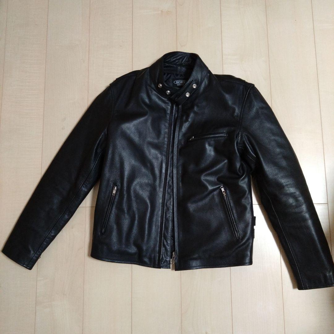ホーンワークス　ブラックレザージャケット シングルライダース　xl