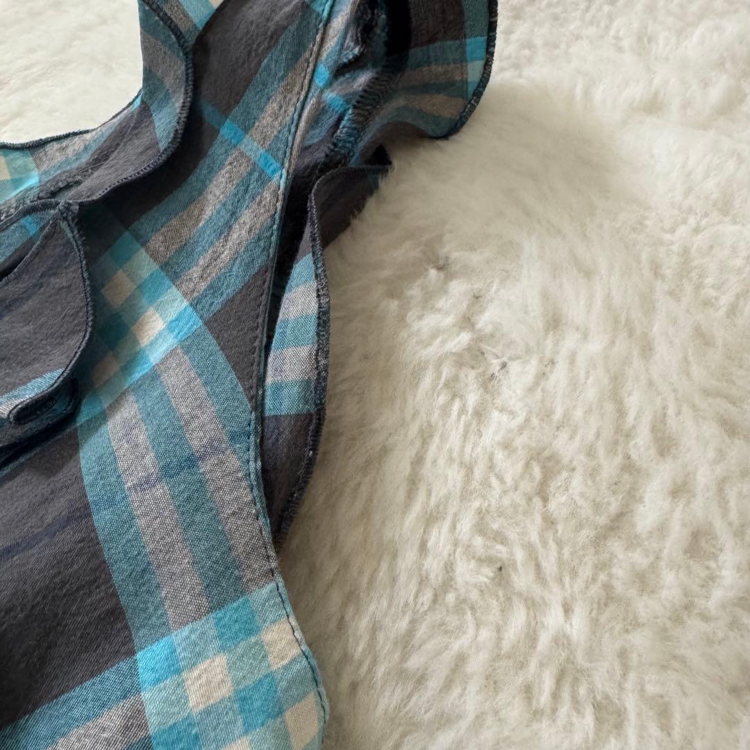 バーバリーブルーレーベル　タンクトップ　ノースリーブ　フリル　ブルー系　38