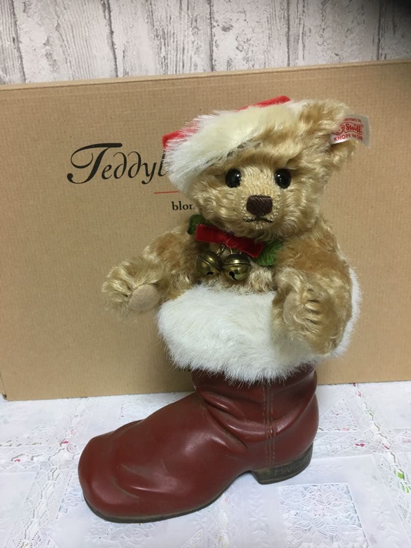 ★ シュタイフ 2001年 クリスマス ブーツ イン ベア ★白タグ世界限定品