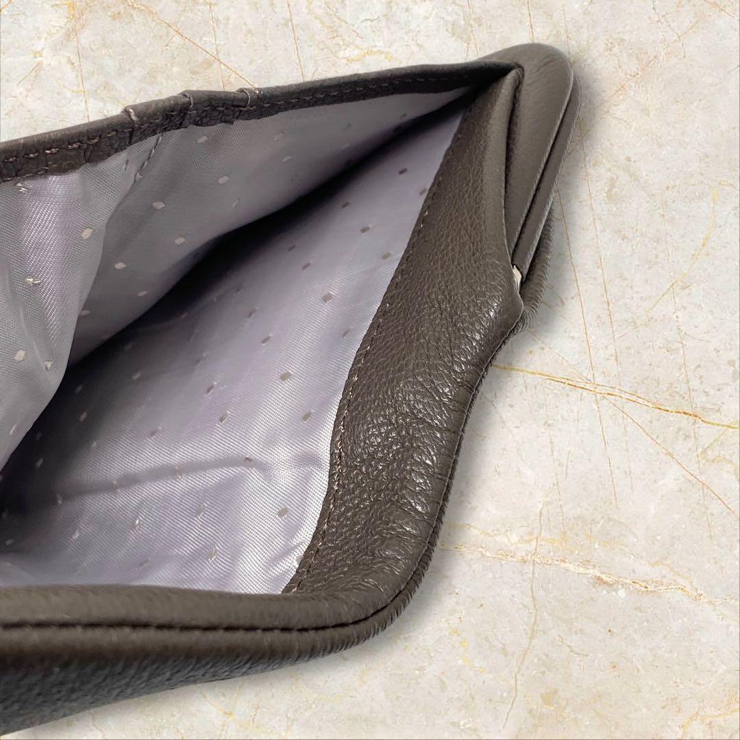 perche ペルケ がま口 二つ折り財布 ドット アクリル玉 ダークグレー