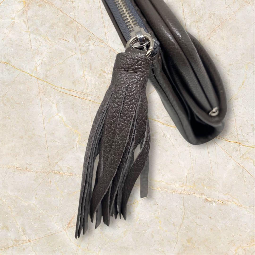 perche ペルケ がま口 二つ折り財布 ドット アクリル玉 ダークグレー