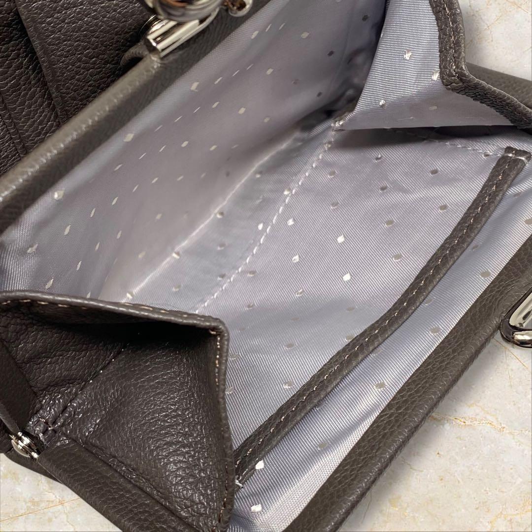 perche ペルケ がま口 二つ折り財布 ドット アクリル玉 ダークグレー