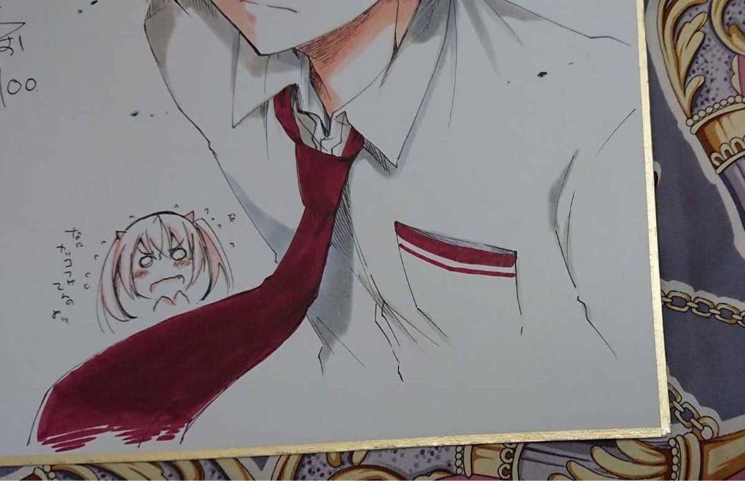 直筆サイン色紙　緋弾のアリア 直筆イラスト　キンジ　こよかよしの アニメ