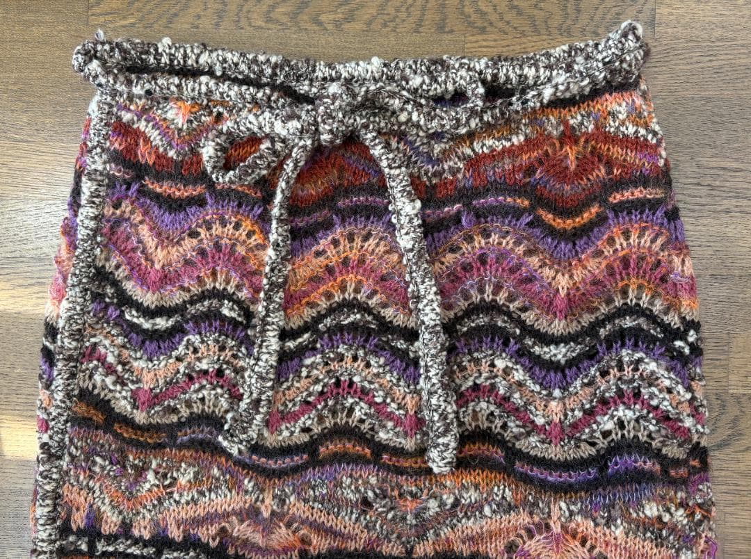 MISSONI ニット巻スカート マルチカラー 波柄 ウエスト紐