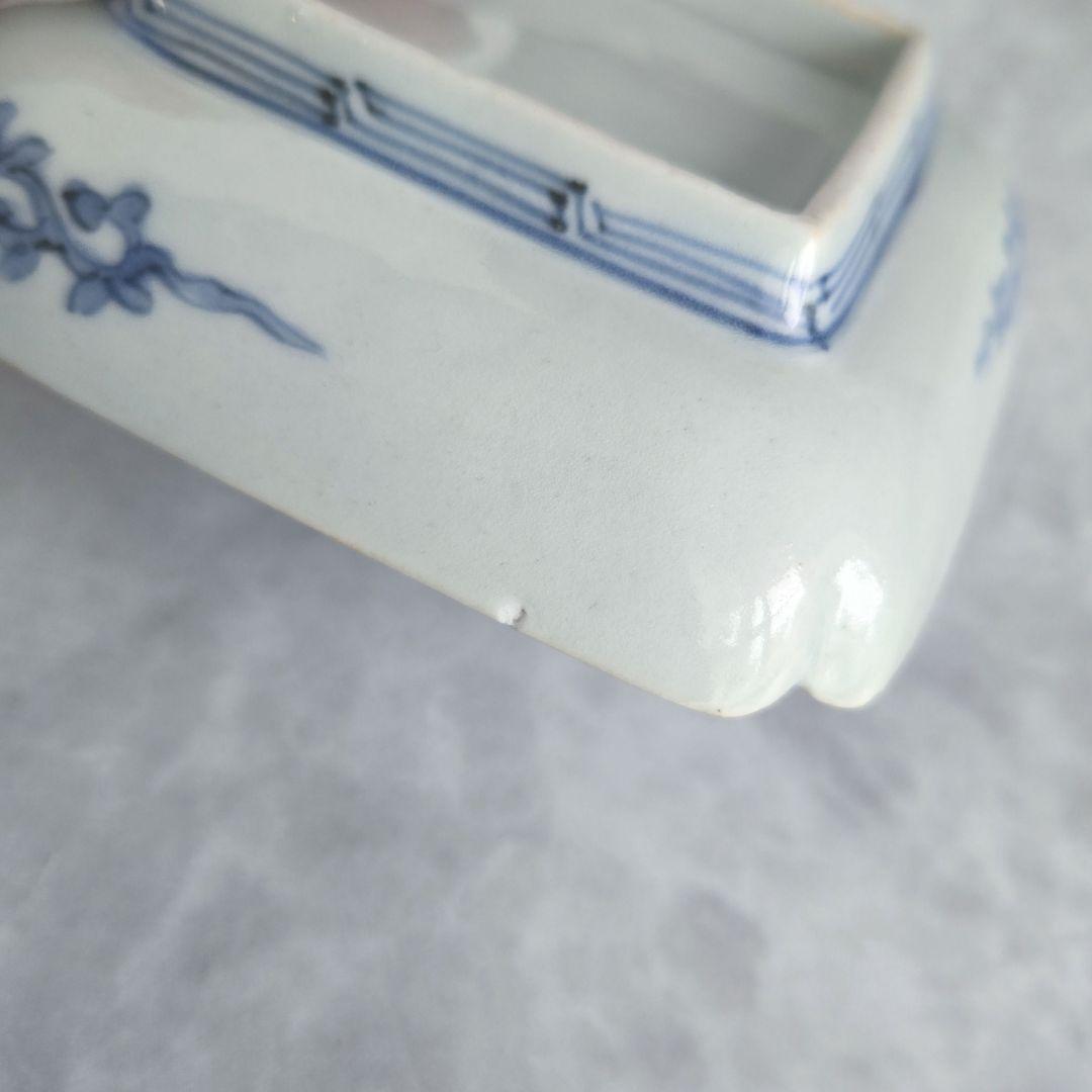 古伊万里　染付　小皿　江戸時代　骨董　金直し　金継ぎ　アンティーク　花唐草