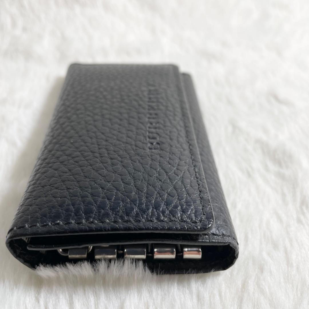 美品 BURBERRY レザー×ノバチェック柄 4連 キーケース ブラック