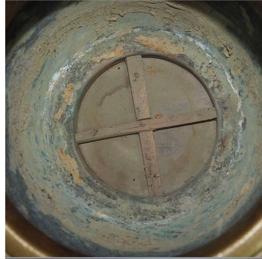 送料無料　高肉彫　江戸時代宣徳銅花鳥文彫刻火鉢　②