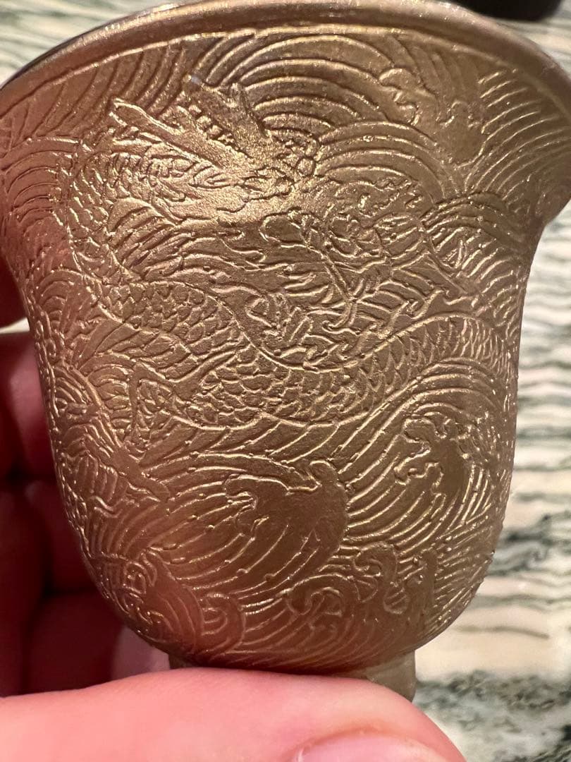 中国清乾隆年製銘双龍紋鍍金碗　官窯　唐物　古美術品　江戸　骨董　コレクション青磁