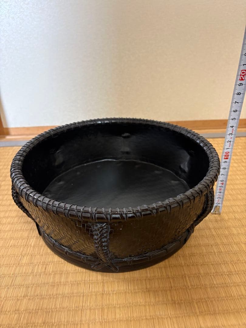 唐物炭斗　六角底丸　鱗司作　裏千家