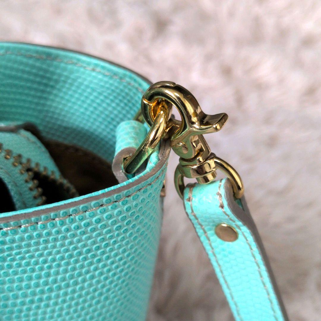 【極美品】PELLE MORBIDA ティファニーブルー 2wayリザード型押し