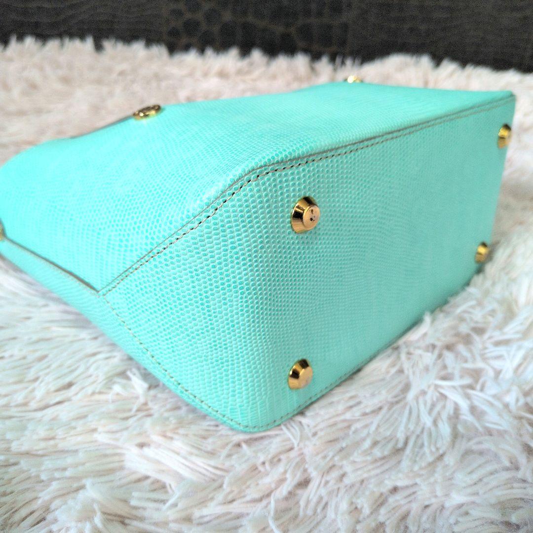 【極美品】PELLE MORBIDA ティファニーブルー 2wayリザード型押し