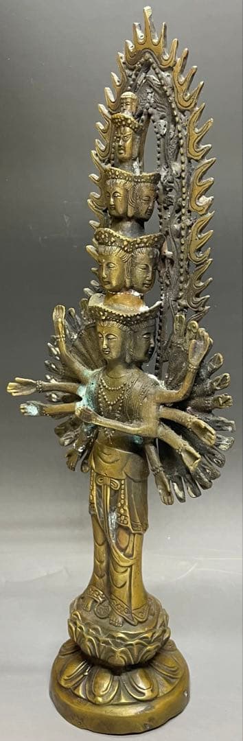 十一面千手千眼観世音菩薩　黄銅　病気平癒　災難除け　延命長寿　C2994