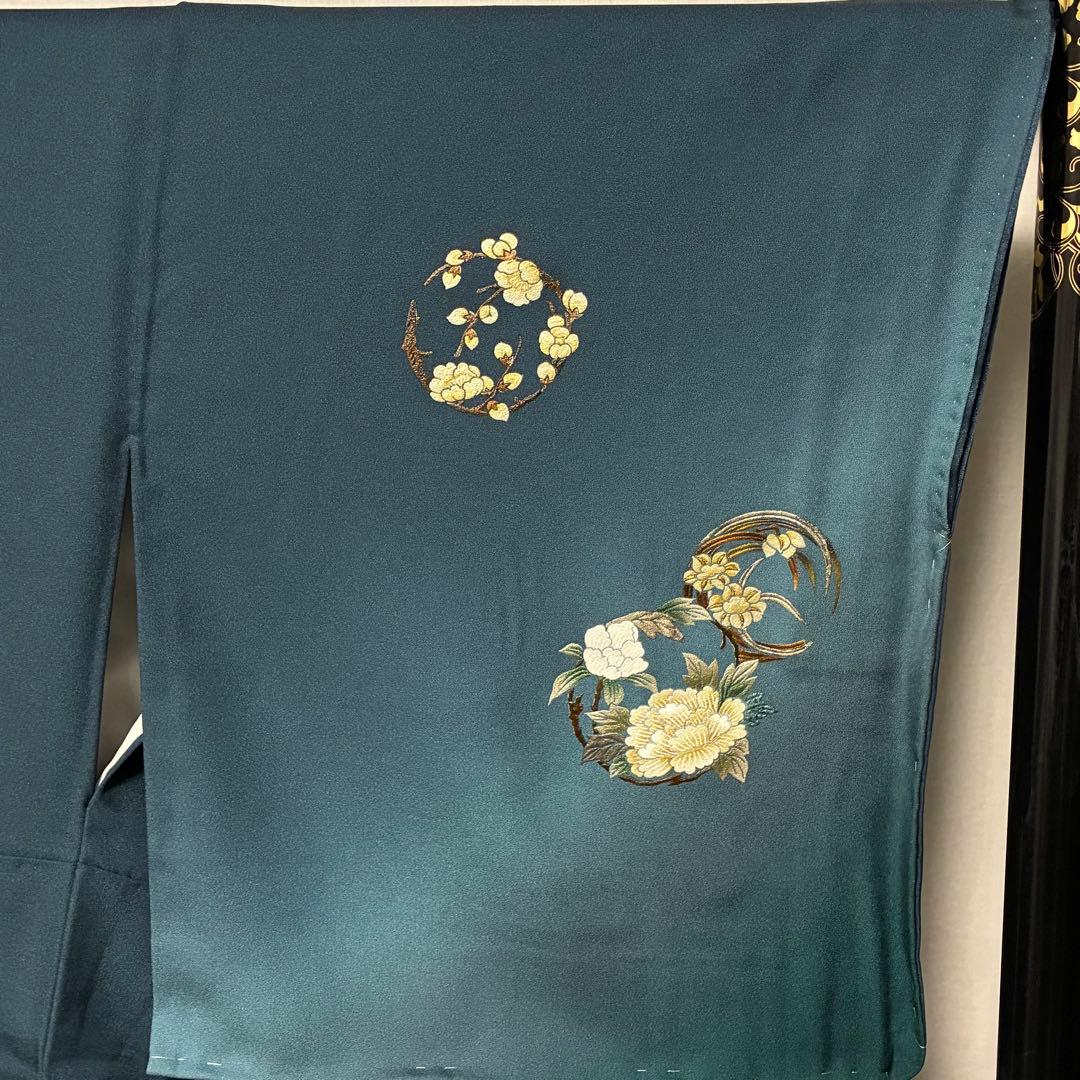 D62 訪問着 花模様 正絹 着物 袷 未使用極美品