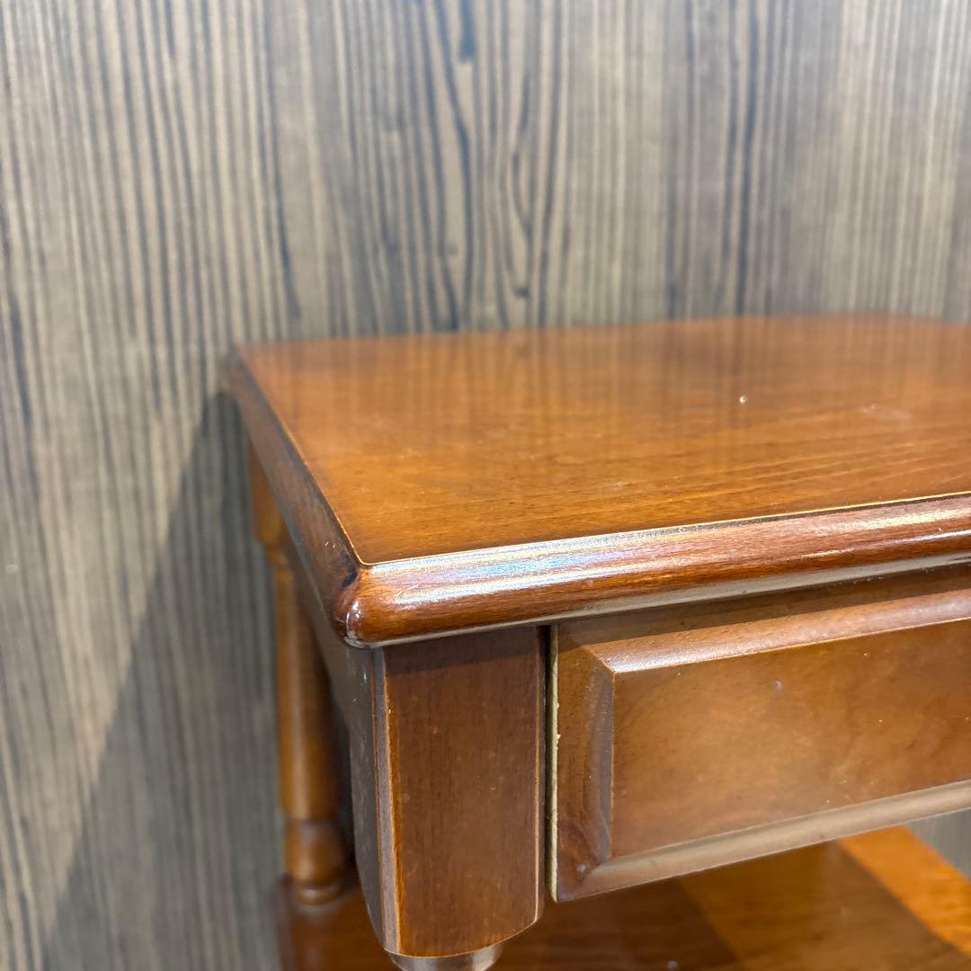 木製電話台 引き出し付き ブラウン