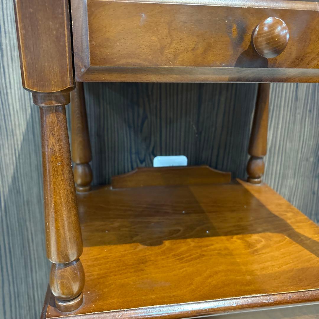 木製電話台 引き出し付き ブラウン