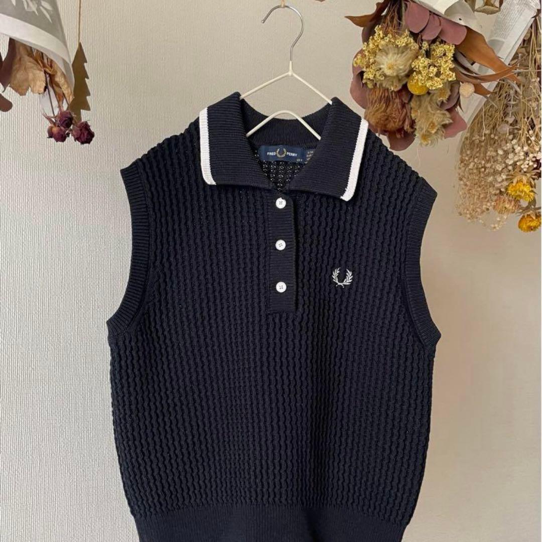 Fred Perry ノースリーブポロシャツ ネイビー