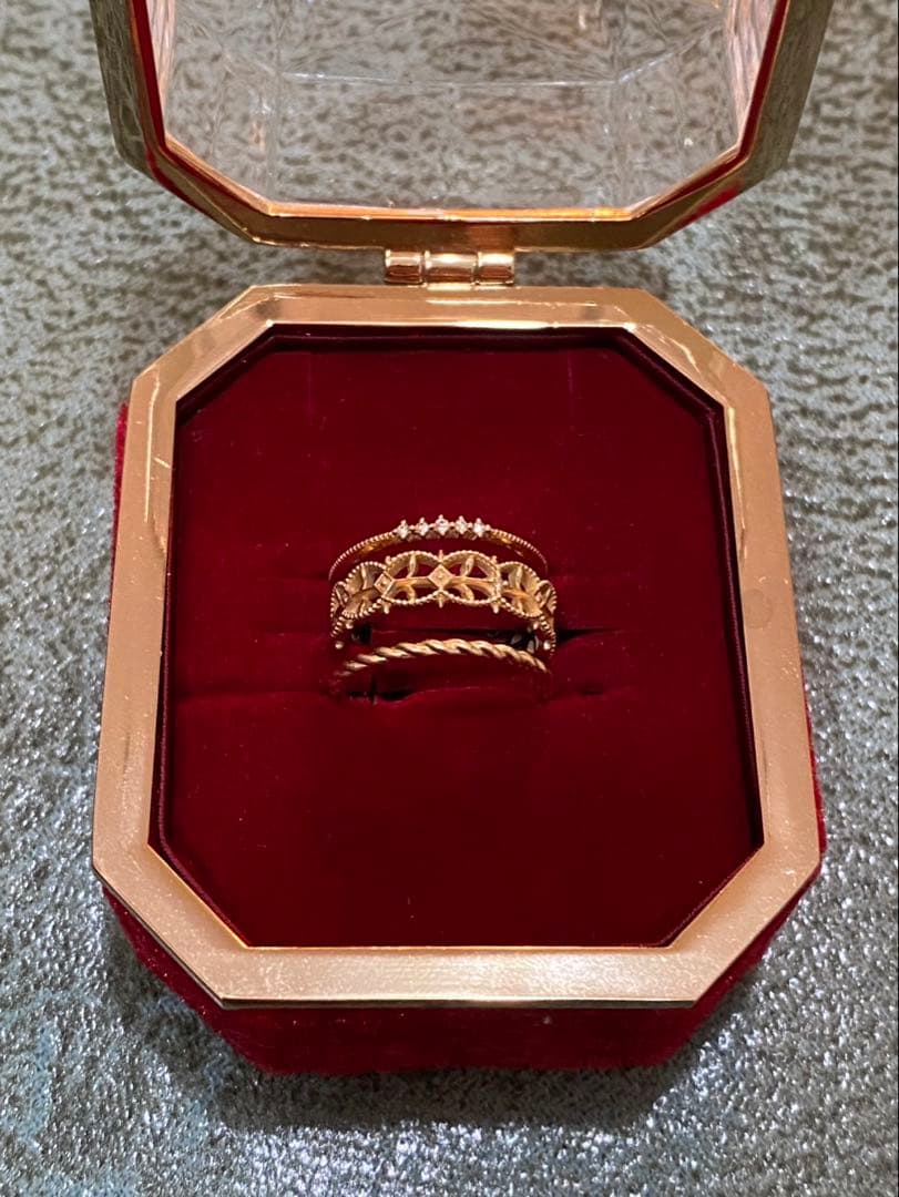 アガット K10 3本 セットダイヤモンド リング 6号 限定
