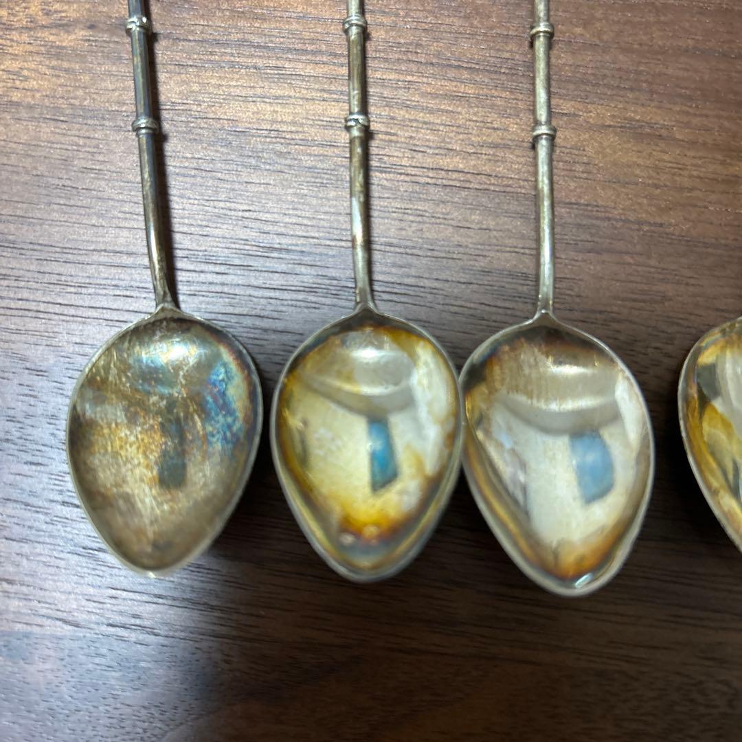 純銀　日本の伝統モチーフ スプーン 6本セット