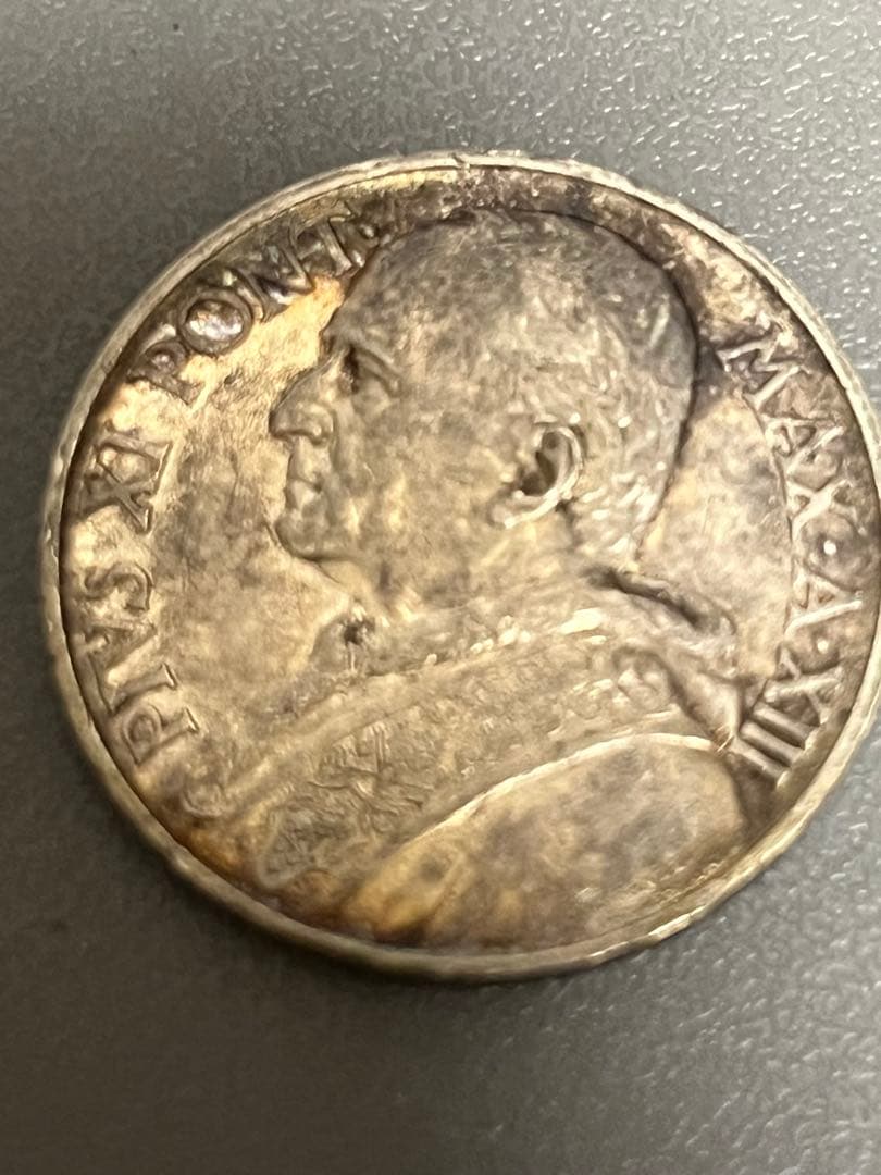 イタリア バチカン 10リラ 銀貨 ピオ6世 未使用 フィレンツェ購入