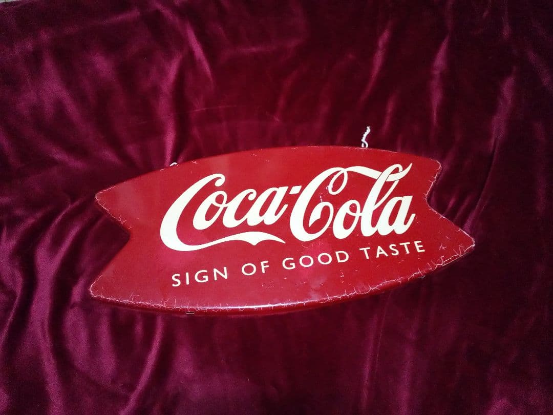 アメリカン雑貨コカコーラメタルサイン看板フィッシュテール型レトロ、アンティーク