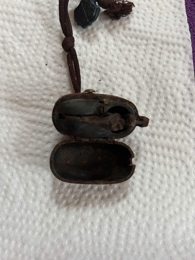 携帯用発火具 江戸時代 火縄銃 根付 方位磁針付き アンティーク 骨董